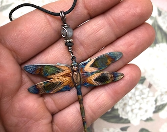 Dragonfly Necklace - Copper Pendant Necklace - Nature Jewelry - Adjustable Necklace - Garden Dragonflies Jewelry - Layering Necklace