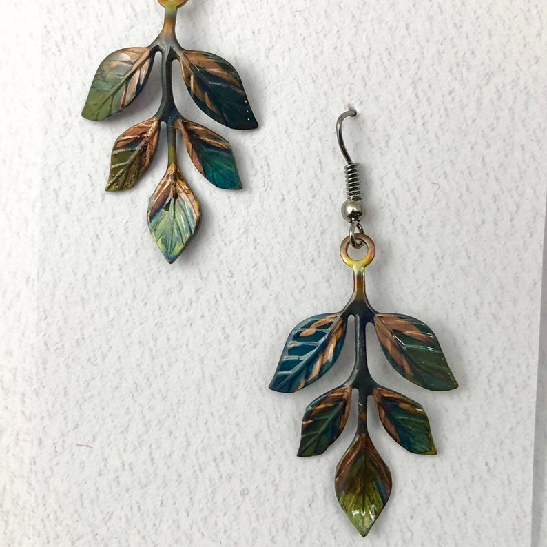 Leaf Earrings Copper Leaves Earrings Leaf Jewelry Copper Etsy