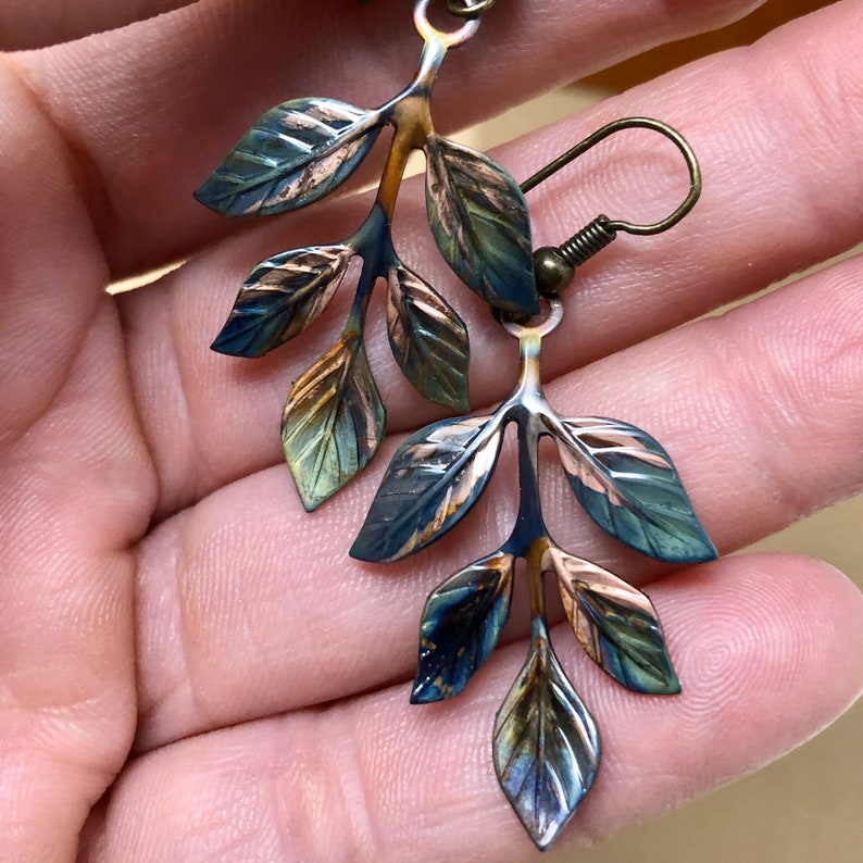Leaf Earrings Copper Leaves Earrings Leaf Jewelry Copper Etsy