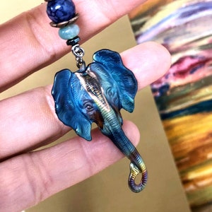 Elephant Necklace - Copper Elephant - Flame Colored Copper - Elephant Pendant - Animal Necklace - Layering Necklace - Lucky Gift Elephant