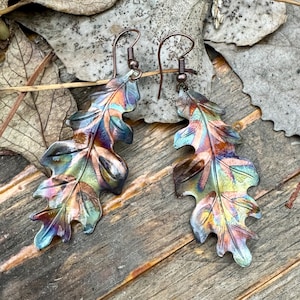 Oak Leaf Earrings - Copper Oak Leaves - Oak Leaf Jewelry - Copper Leaf Earrings - Oak Tree Jewelry - Copper Oak  Earrings - Nikel Free- OAK