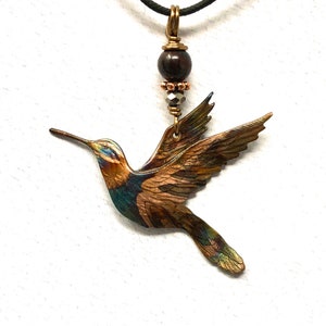 Hummingbird Necklace - Copper Hummingbird Pendant - Bird Jewelry - Hummingbirds Jewelry - Nature Lover Gift - 7th Anniversary Jewelry