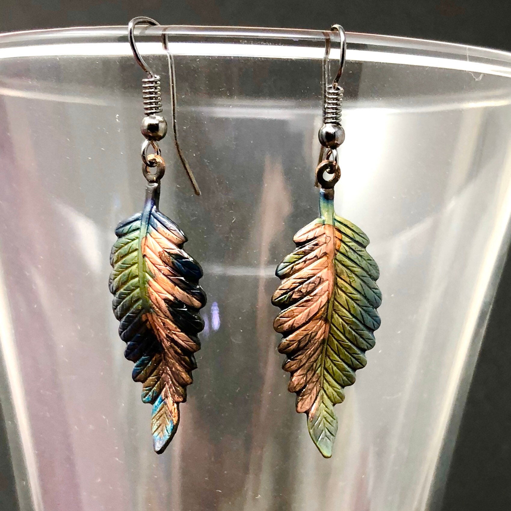 Fern Leaf Earrings Leaf Earrings Ferns Jewelry Copper Etsy