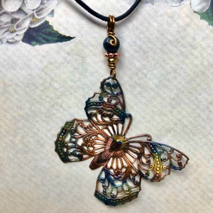 Butterfly Necklace - Copper Filligree Butterfly Pendant - ButterflyJewelry - Adjustable Butterflies Necklace - Copper Jewelry
