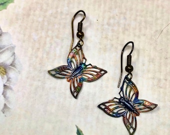 Butterfly Earrings -Filagree Butterflies - Copper Butterfly Earrings - Butterfly Jewelry - Filigree Butterfly Earrings - Spring Jewelry