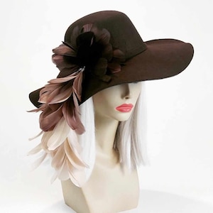Mocha Ombré Feather Felt Hat Bohemian Vintage 70s Inspired Festivals Rock n Roll Style