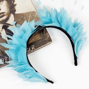 Duck Egg Blue Feather Crown for Races Blue Feather Fascinator for Wedding Feather Headpiece Festivals Blue Feather Headband Hair Accessories