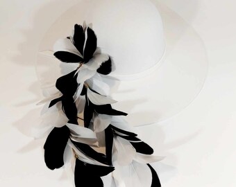 Black and White Feather Derby Day Hat Kentucky Derby Races  display picture 1