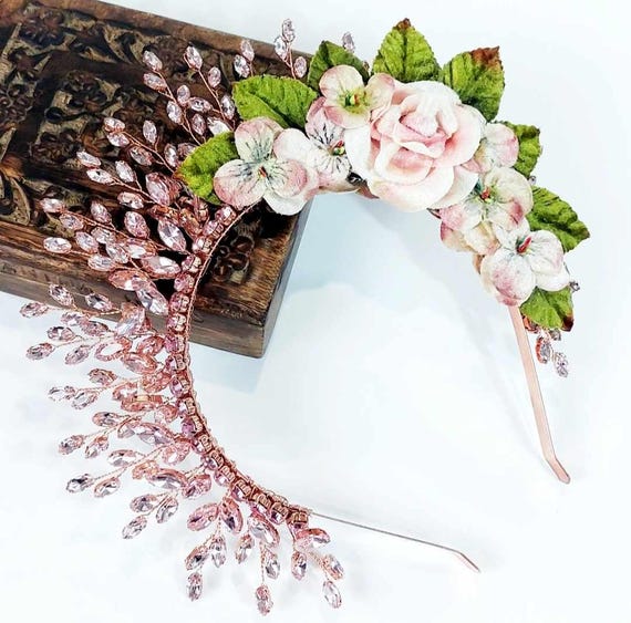NWT-Gold Headband with Crystal Flowers Amazon.com : Unicra Wedding Crystal Flower Hair Vine Bridal  main image 4