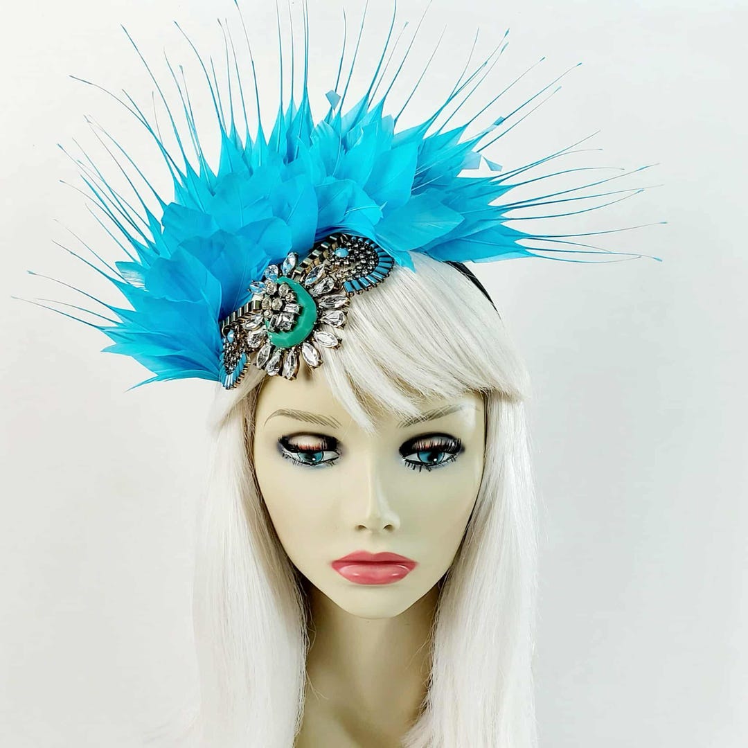 Melbourne Cup Race Day Fascinator Turquoise Blue Jewelled Fascinator — free download