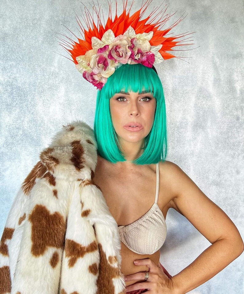 Fascinator 'Lola en Feu' designed by Divalicious | Magenta Pink & shops Orange