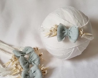 Delicate Flower Head Band, Boho Flower NB, Newborn Tiebacks, Flower Head Band, Halo new born, Flower New Born, natural headband, nb headband