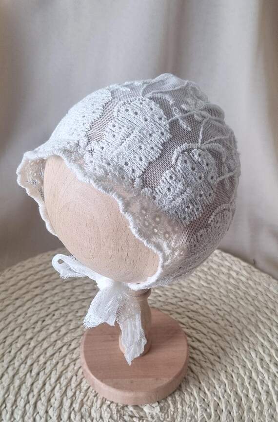 Vintage White Lace Newborn White Lace Bonnet Newborn