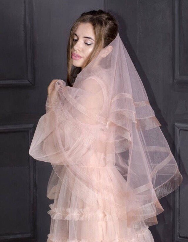 Horsehair trim veil horsehair blush veil blush horsehair Etsy