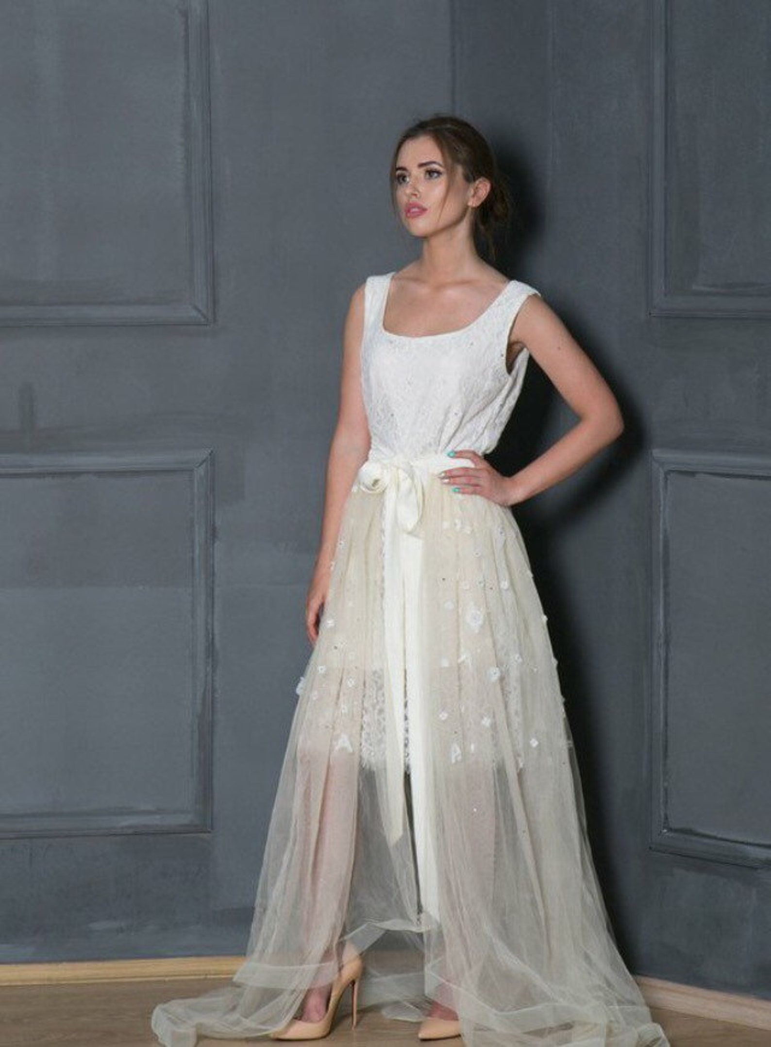 Tulle wedding overskirt wedding skirt detachable wedding | Etsy
