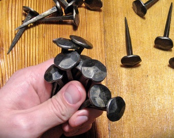 Hand forged nails custom sized, custom finish / blacksmith made steel spikes / variable length 4, 6, 8 or 12 cm (1 9/16" to 4 3/4")