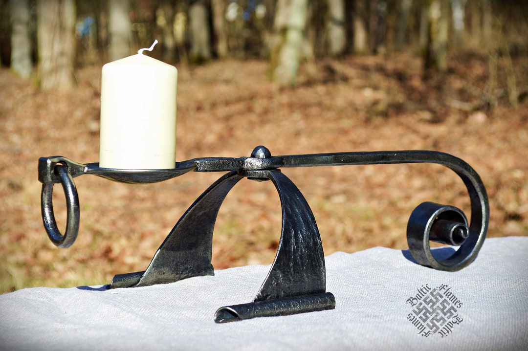 Blacksmith Made Design Candle Holder / Hand Portable Steel