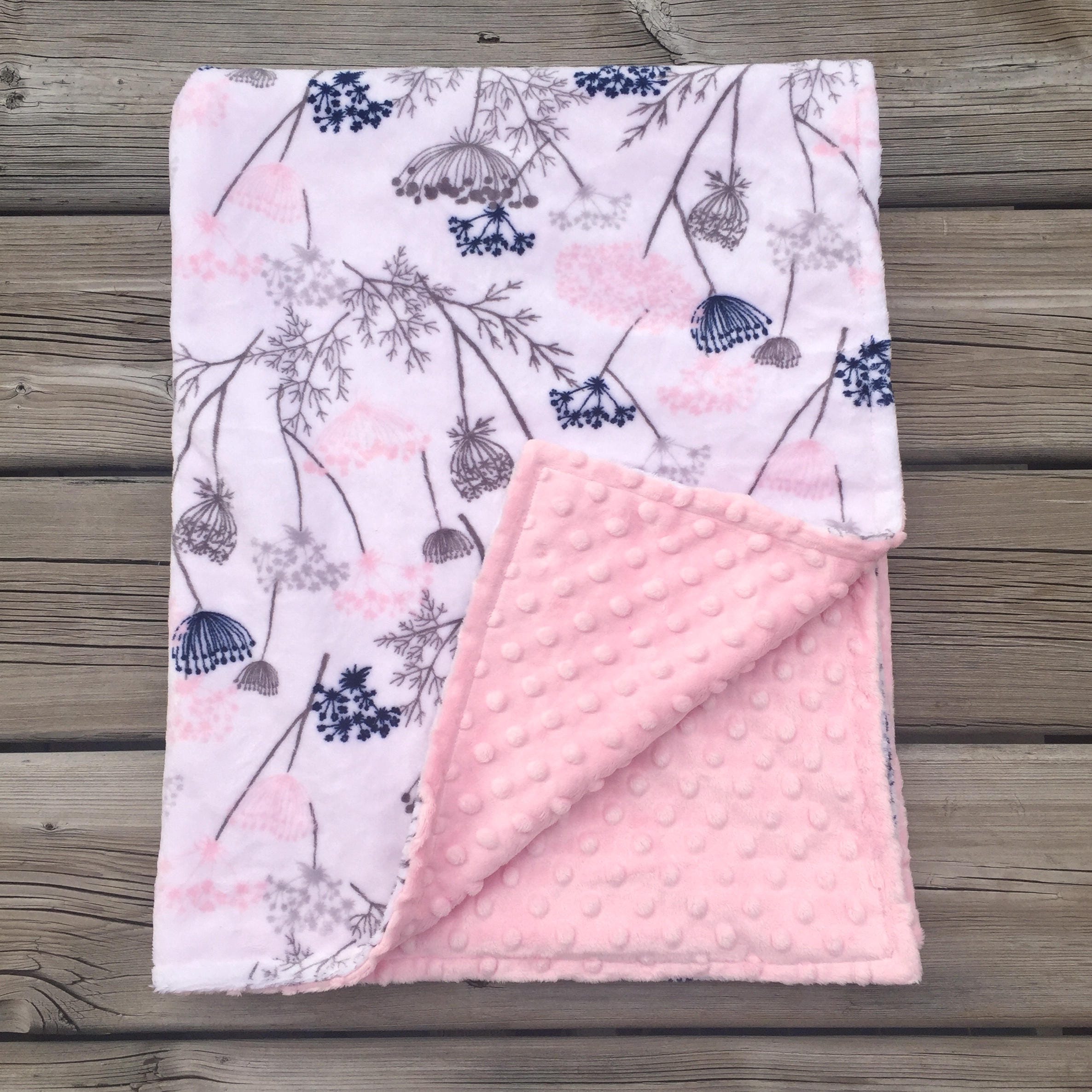 Minky Baby Blanket Soft Baby Blanket Crib Blanket Floral Etsy