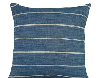 Minimalist Pillow, Blue Striped Pillow, PEARCE, Blue and Cream Pillow, Blue Pillows, Many Sizes, Lumbar Pillows