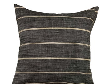Black Striped Pillow, PEARCE, Long Lumbar Pillow, Black Lumbar Pillow, Minimalist Pillow, Studio Pillows