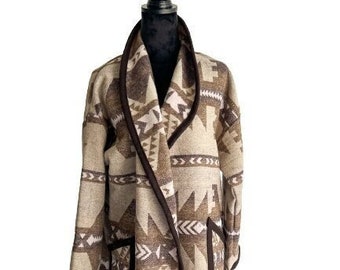 Azteken Wollmischung Strickjacke Mantel, Southwestern Style