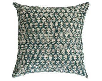 Floral Pillow Cover, Teal Floral Pillows, Moroccan Pattern Statement, Floral Lumbar Pillows