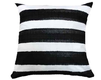 Striped Outdoor Pillow Cover, Black and White Modern Outdoor Pillow Cover, ACE, Outdoor Pillows