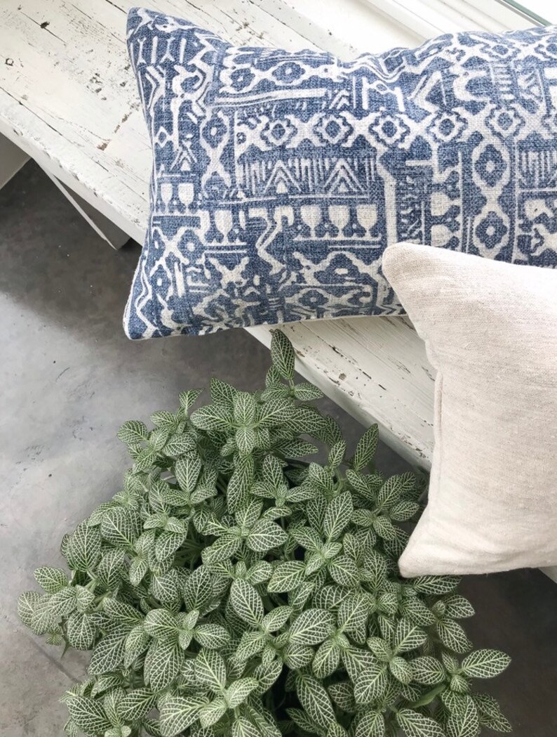 Indigo Pillow Cover Blue Pillow Cover TABER Tribal Pillow Etsy