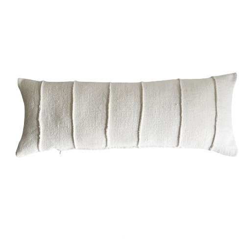 Faux Down 14x36 Lumbar Pillow Insert, Large Woven Cotton Cover