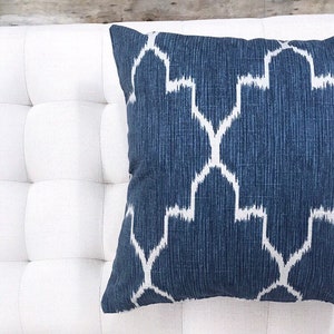 Indigo Pillow Cover, PORTER, Navy Blue Ikat Pillow Cover, Navy Throw Pillow, Boho Pillows, Many Sizes, Euro Sham, Lumbar image 2