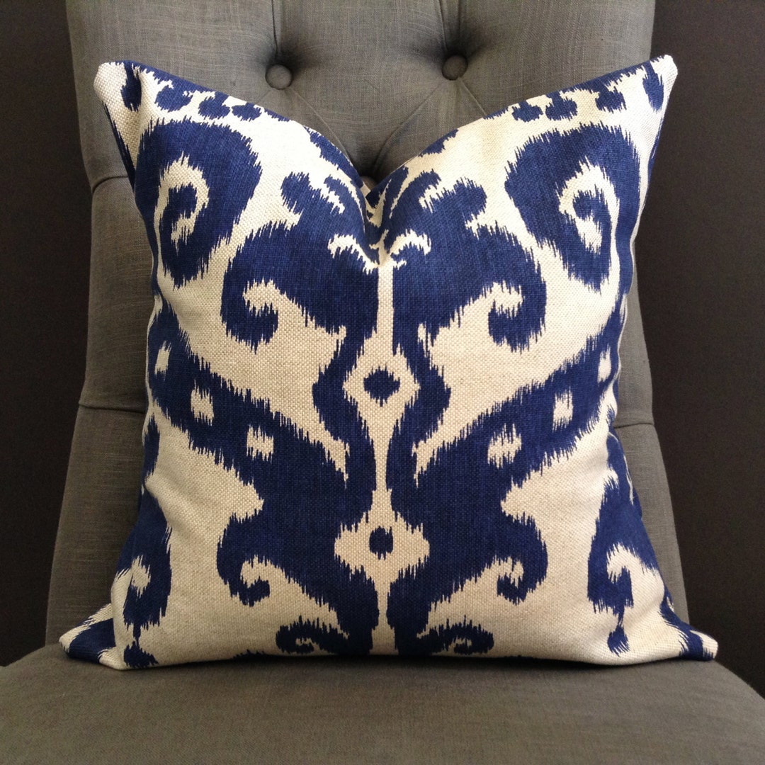 Pillow Cover, Navy Blue Ikat Pillow Cover, Limited Quantity Available