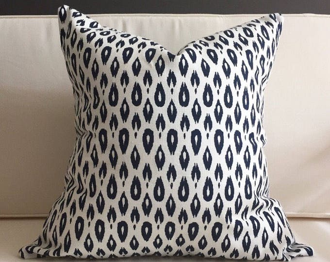 Pillow Cover, Navy Blue and White Ikat Pillow Cover , Navy Pillow, MANY