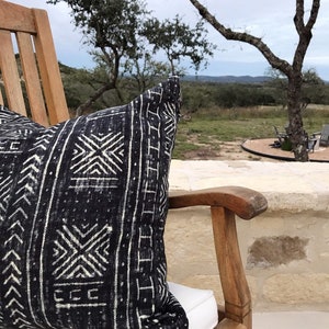 Black Mud Cloth Pillow Cover, CAMILA, Black Tribal Pillow, Black and Beige Pillows image 3