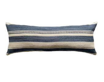 Funda de almohada tejida azul de 14x36, almohada lumbar de 14x36, almohadas del sudoeste