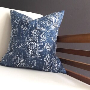 Indigo Pillow Cover, MARTIN, Blue Bobo Pillow, Tribal Pillow, Many Sizes, Euro Sham, Lumbar image 2