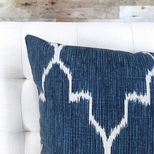 Indigo Pillow Cover, PORTER, Navy Blue Ikat Pillow Cover, Navy Throw Pillow, Boho Pillows, Many Sizes, Euro Sham, Lumbar image 6