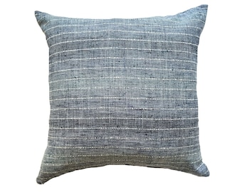 Blau gestreifter Kissenbezug, Leinenmischung, verschiedene Größen