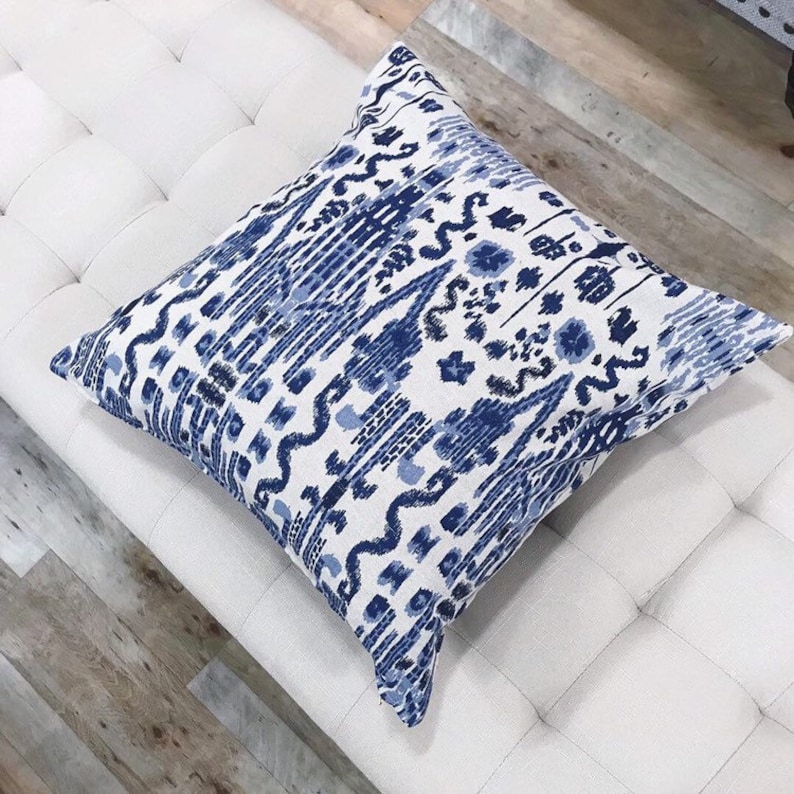 Navy Ikat Pillow Cover, MUMBAI, Blue Ikat Pillow Cover, Tribal Pillow, Boho Pillows, Euro Sham, Lumbar, Boho Pillows, Navy Pillows image 3