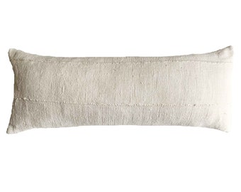 White Mud Cloth Lumbar Pillow, 14x36 Lumbar, Long Pillow For Bed, Many Sizes, Studio Pillows