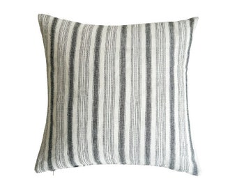 Black and White Stripe Pillow, Textured Stripe Pillow Cover, Boho Pillow, Farmhouse Pillows, Textured Pillow, Black Striped Pillow