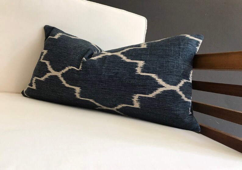 Indigo Lumbar Pillow Cover, Navy Blue Ikat Lumbar Pillow Cover, Tribal Pillow, Boho Pillows image 4