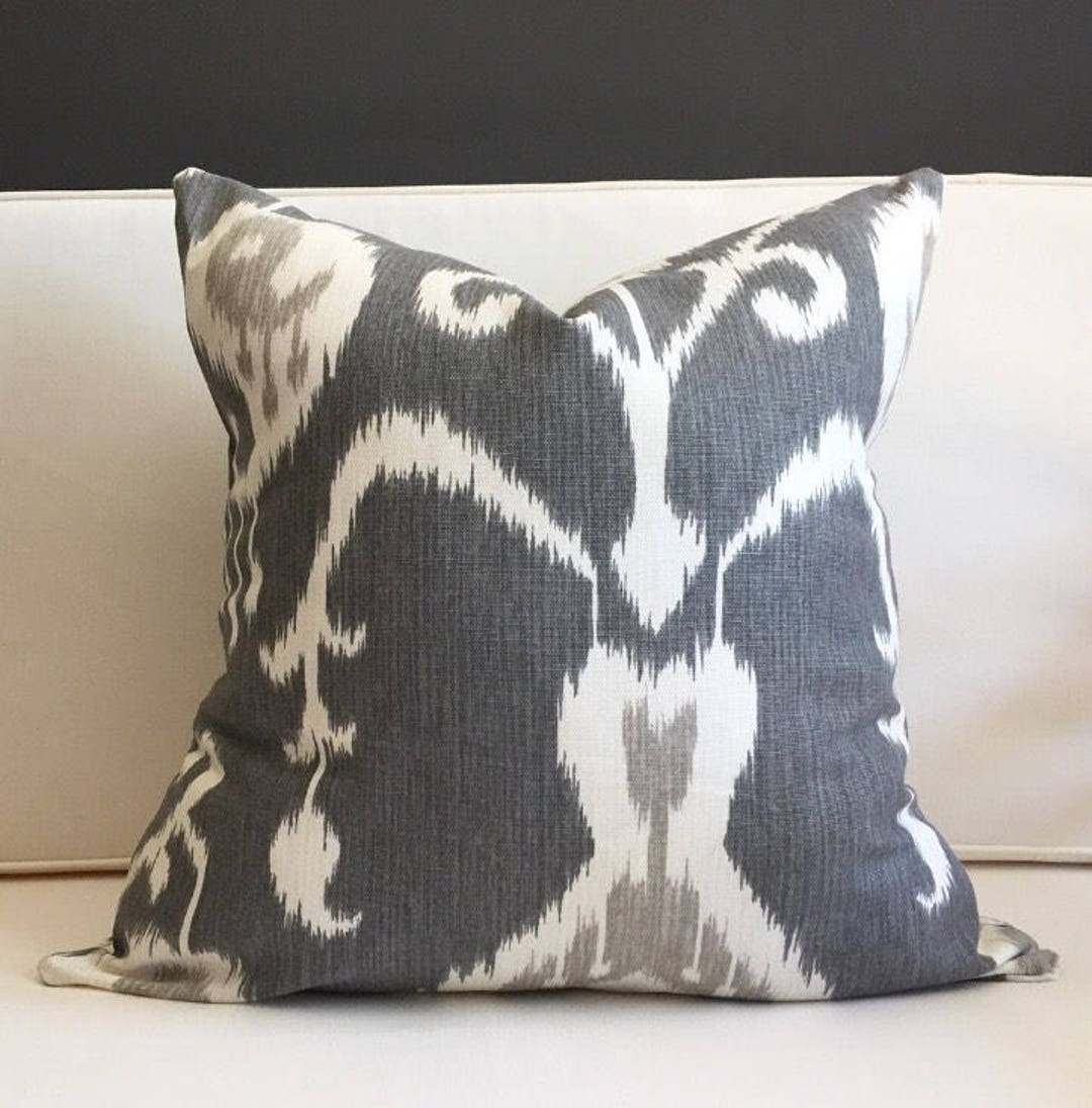 Pillow Cover Gray Ikat Pillow Cover Gray Pillow Cover Boho Etsy
