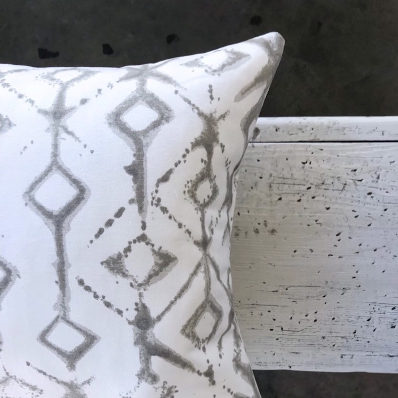 ALEX Pillow Cover Lumbar Gray Ikat Pillow Cover Euro Sham Many Sizes