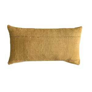 Mustard Mud Cloth Lumbar Pillow Cover, African Textile, Studio Pillow