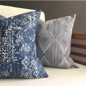 Indigo Pillow Cover, MARTIN, Blue Bobo Pillow, Tribal Pillow, Many Sizes, Euro Sham, Lumbar image 4