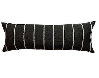 Long Lumbar, Black Striped Lumbar Pillow, BIRCH, 14x36 Lumbar, 20x54 Lumbar, Many Sizes, Studio Pillows