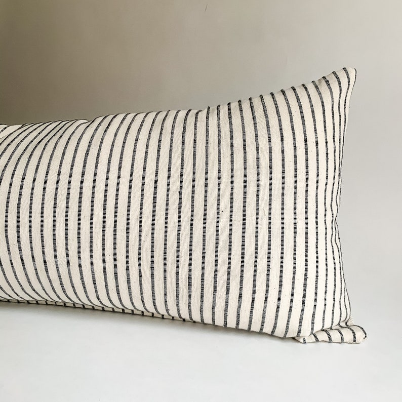 Long Lumbar Bed Pillows Black Stripe Long Lumbar Pillows Etsy