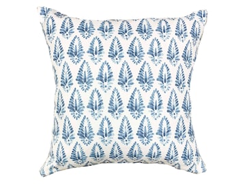 Indigo Batik Pillow Cover, Blue and White Cotton Designer Pillow