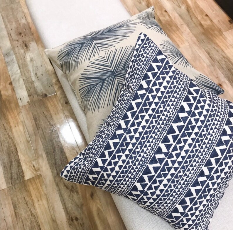 Blue Pillow Cover PABLO Navy Blue Ikat Pillow Cover Navy Etsy
