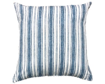 Blue Striped Pillow Cover, CLARK, Stripe Pillow Cover, Minimalist Pillow, Blue and White Pillows